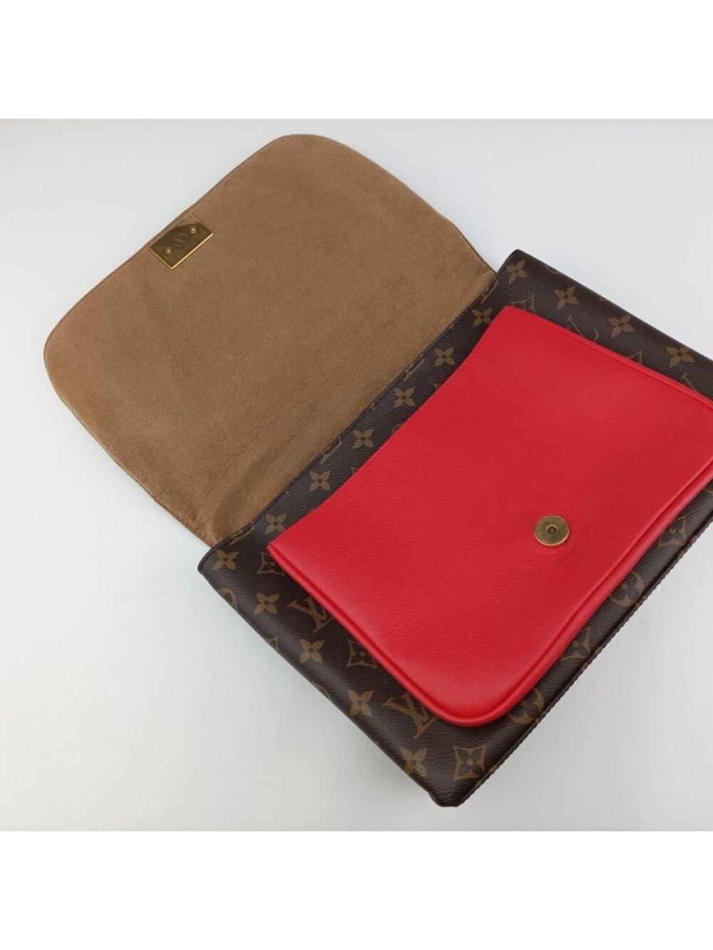 Louis Vuitton Marignan Monogram Brown Coquelicot Canvas Calfskin Shoulder Bag - Picture 13 of 16